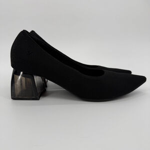VIVAIA Black Knit Pointed Toe Block Heel Pumps Heels Size 9 / 40